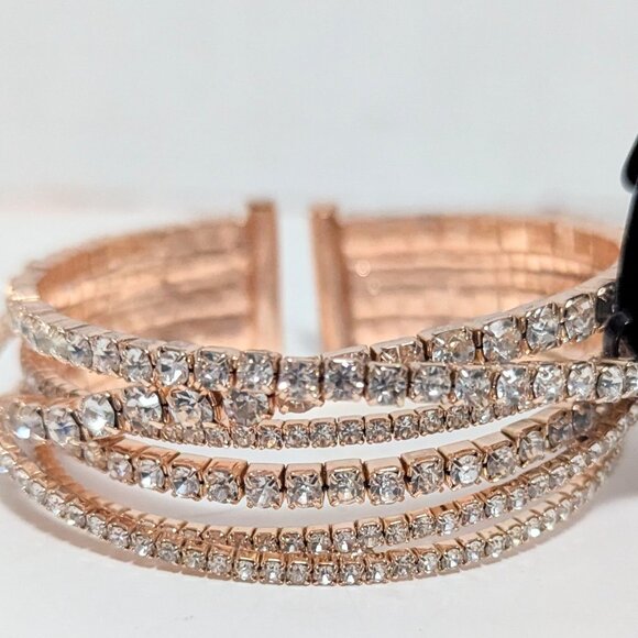 Simply Vera, Vera Wang Rhinestone Cuff Bracelet w/ a rose gold tone and crystals - Picture 4 of 5